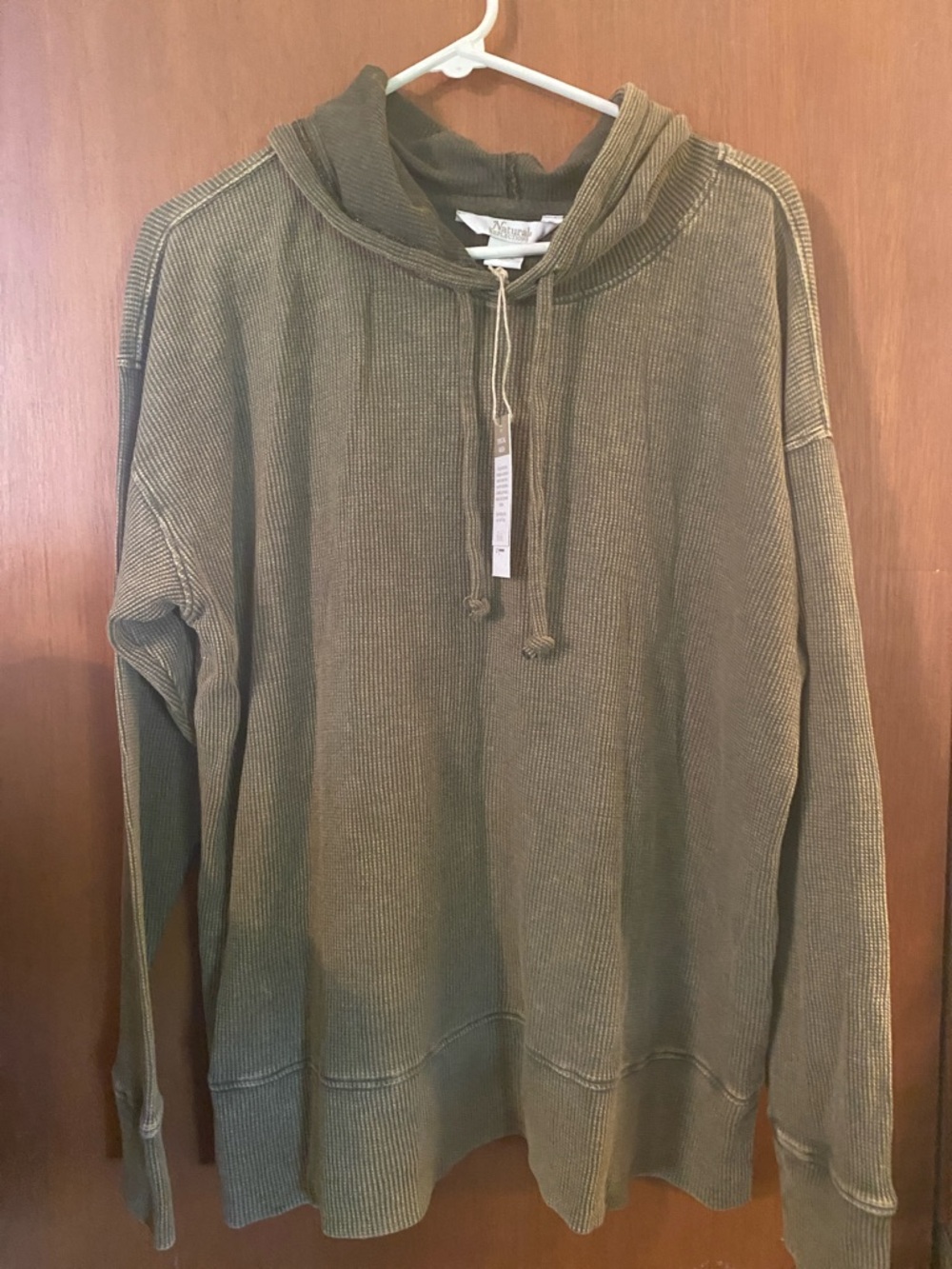 Natural Reflections Olive Green Waffle Hoodie